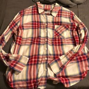 1 X red and white button up